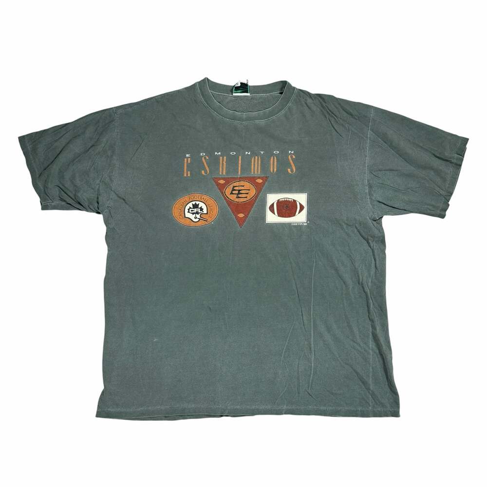 Mens Vintage 1994 Edmonton Eskimos CFL Graphic T-Shirt Faded XL